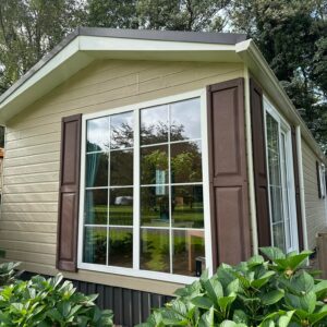 Chalet Arcabo Orlando – 11x4 m – 2 chambres – Isolation hiver – Cuisine équipée